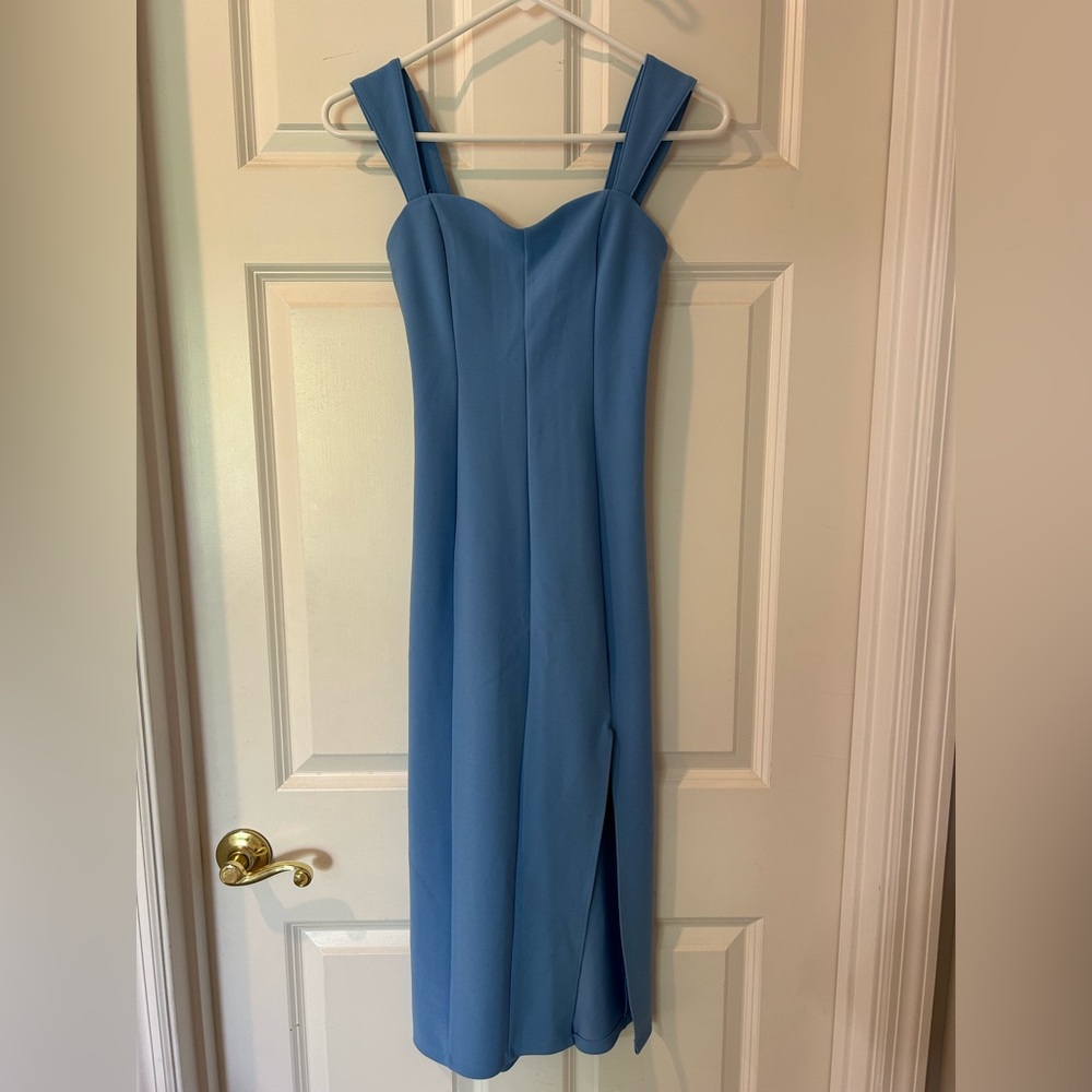 Abercrombie & Fitch Light Blue Midi Dress with Sweetheart Neckline